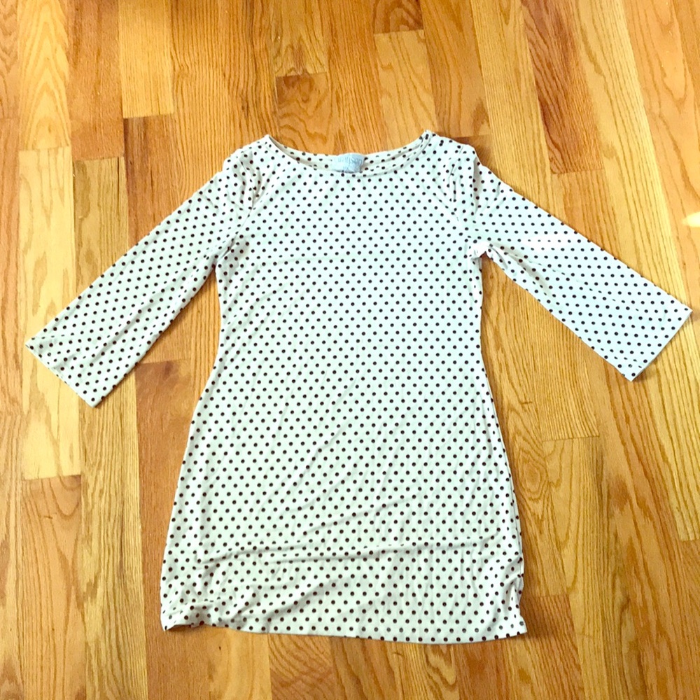 Black on white polka dot dress